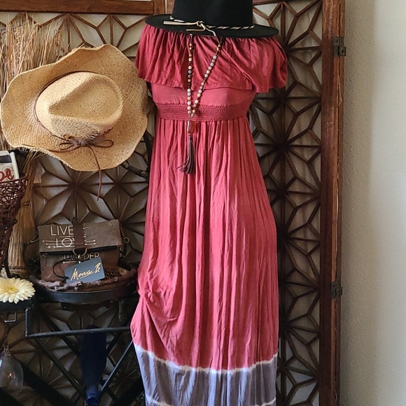 MONA B NEW NWT MAXI MULTI TIE DYE DRESS S/M - Picture 3 of 16